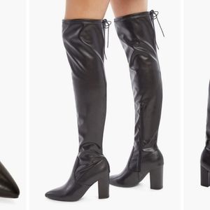 JustFab Aubriana black over-knee heeled boots